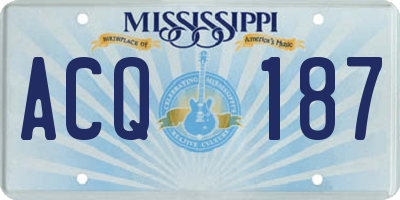 MS license plate ACQ187