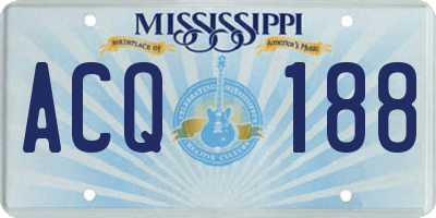 MS license plate ACQ188