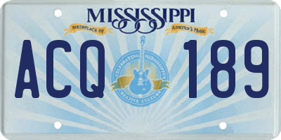 MS license plate ACQ189