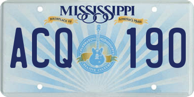 MS license plate ACQ190