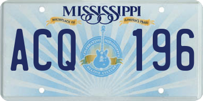 MS license plate ACQ196