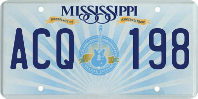 MS license plate ACQ198