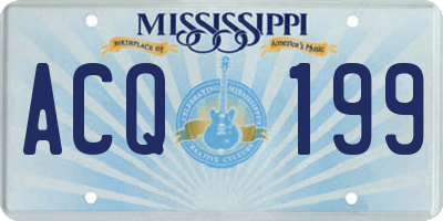 MS license plate ACQ199