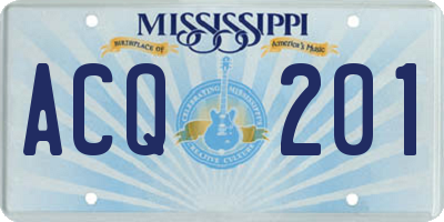 MS license plate ACQ201