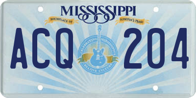 MS license plate ACQ204