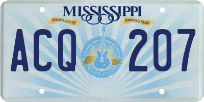 MS license plate ACQ207