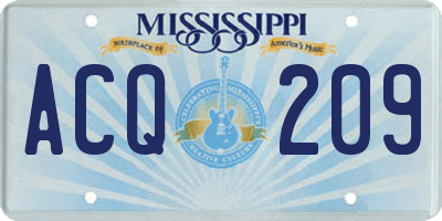 MS license plate ACQ209