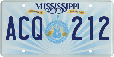 MS license plate ACQ212