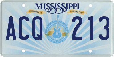 MS license plate ACQ213