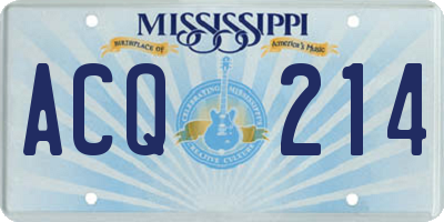 MS license plate ACQ214