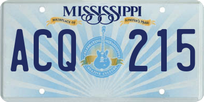 MS license plate ACQ215