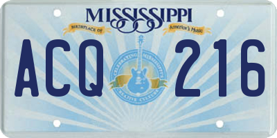 MS license plate ACQ216