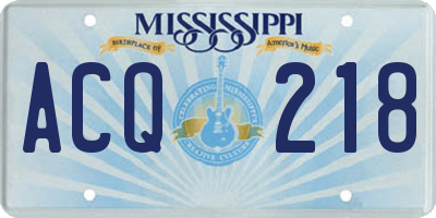 MS license plate ACQ218