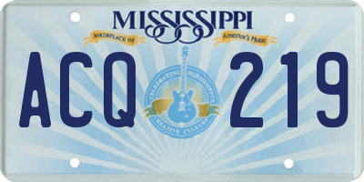 MS license plate ACQ219