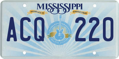 MS license plate ACQ220