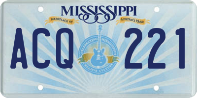 MS license plate ACQ221