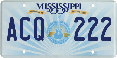 MS license plate ACQ222