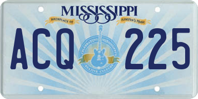 MS license plate ACQ225