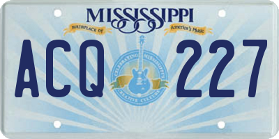 MS license plate ACQ227