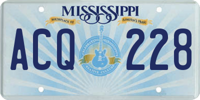 MS license plate ACQ228