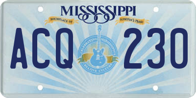 MS license plate ACQ230