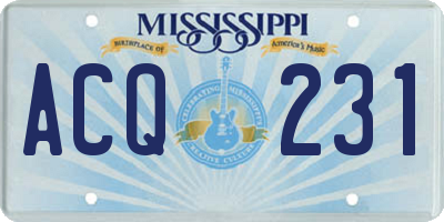 MS license plate ACQ231