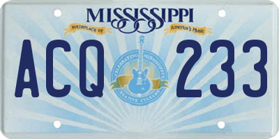 MS license plate ACQ233
