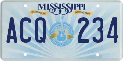 MS license plate ACQ234