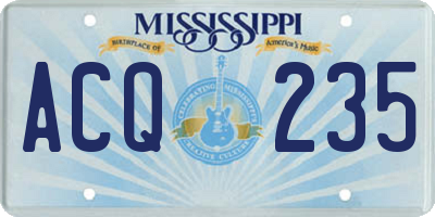 MS license plate ACQ235
