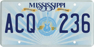 MS license plate ACQ236