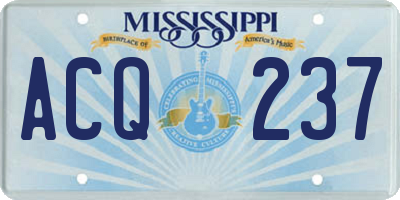 MS license plate ACQ237