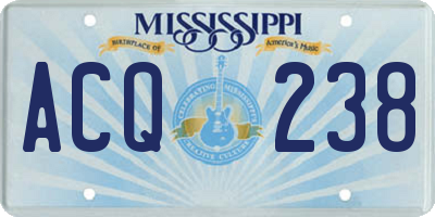 MS license plate ACQ238