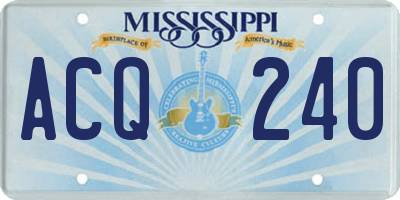 MS license plate ACQ240