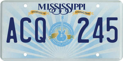 MS license plate ACQ245