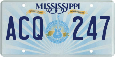 MS license plate ACQ247