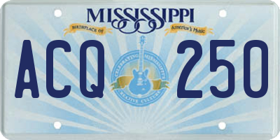 MS license plate ACQ250
