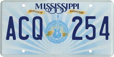 MS license plate ACQ254