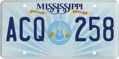 MS license plate ACQ258