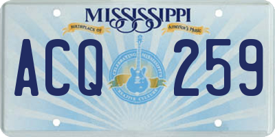 MS license plate ACQ259
