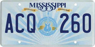 MS license plate ACQ260