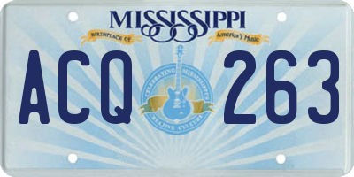 MS license plate ACQ263