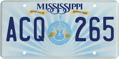 MS license plate ACQ265