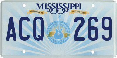 MS license plate ACQ269