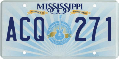 MS license plate ACQ271