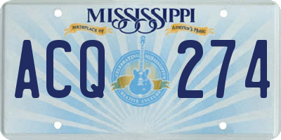 MS license plate ACQ274