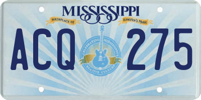 MS license plate ACQ275