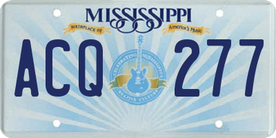 MS license plate ACQ277