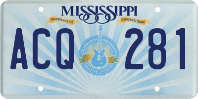 MS license plate ACQ281