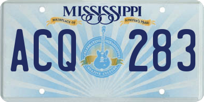 MS license plate ACQ283