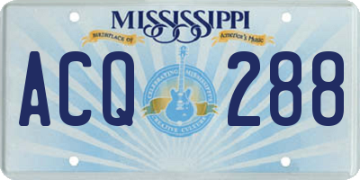 MS license plate ACQ288